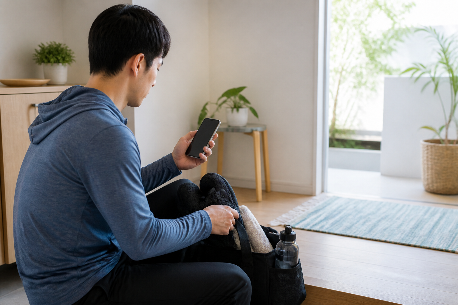 月額制ジムの費用と利用条件を確認する人を表したイメージ